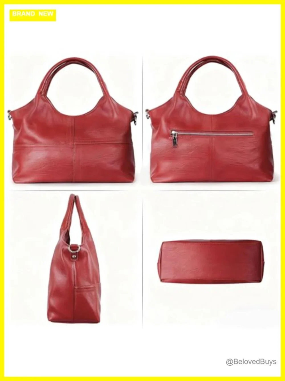 Vegan Leather Tote Hobo Bag with Detachable Satchel Strap